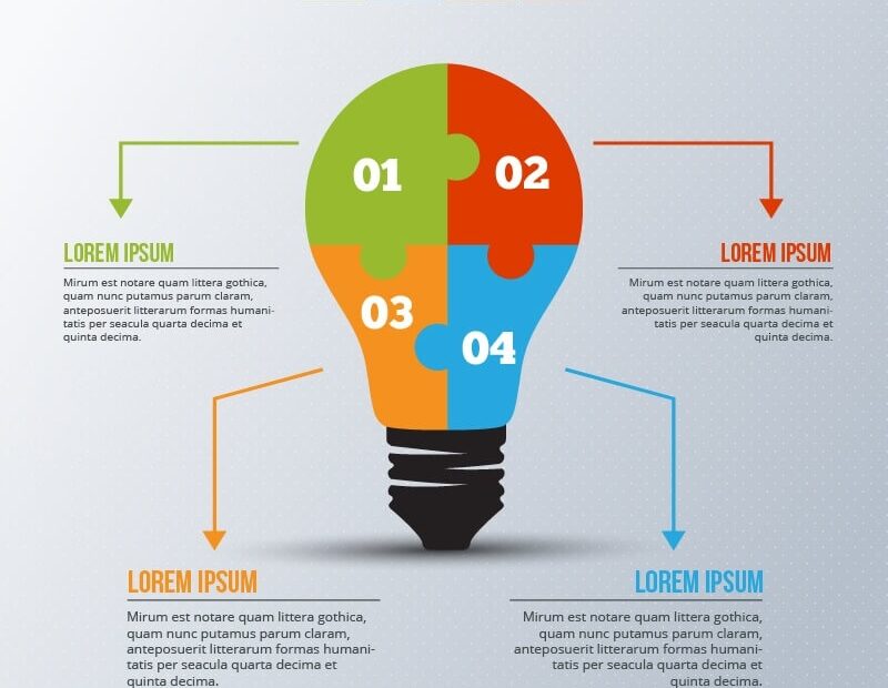 Free Vectors Infographic Template With Light Bulb Puzzle Abstract