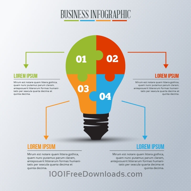 Free Vectors Infographic Template With Light Bulb Puzzle Abstract