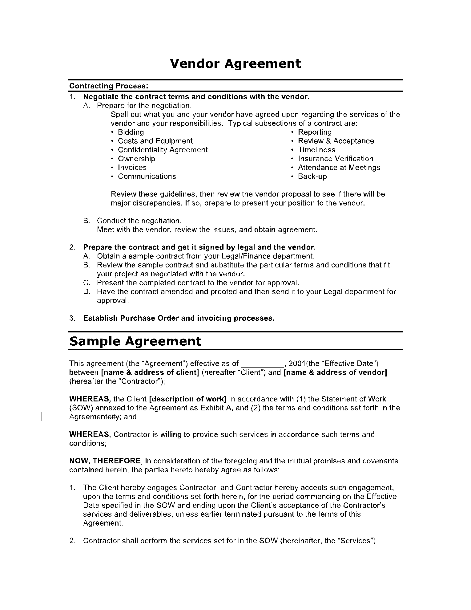 Free Vendor Agreement Template In 2021 CocoSign