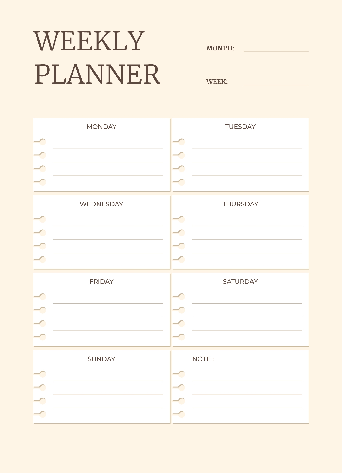 Free Weekly Planner Google Docs Templates Gdoc io