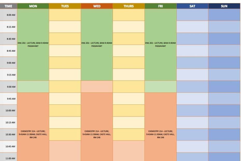 Free Weekly Schedule Templates For Excel Smartsheet