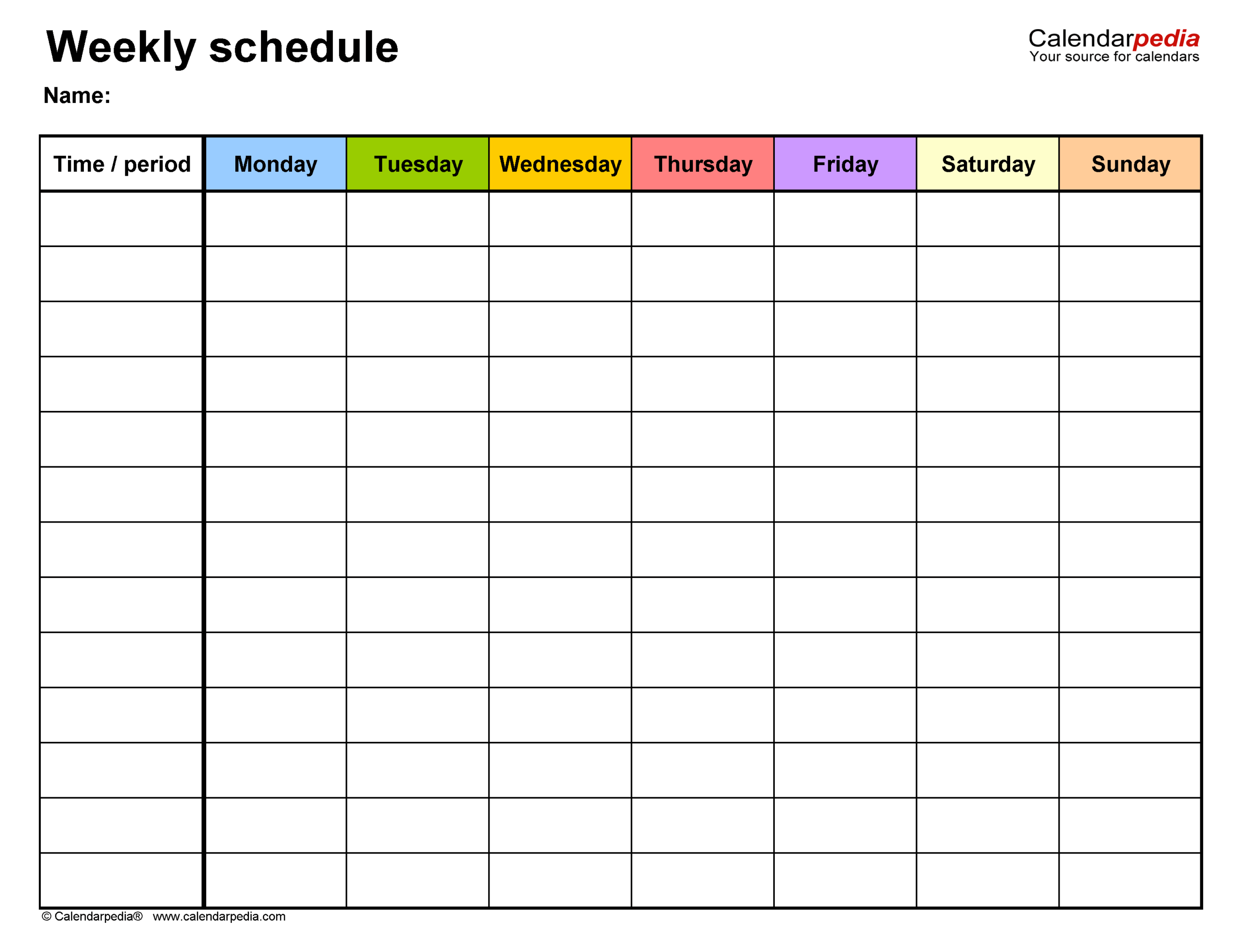 weekly schedule template excel free download