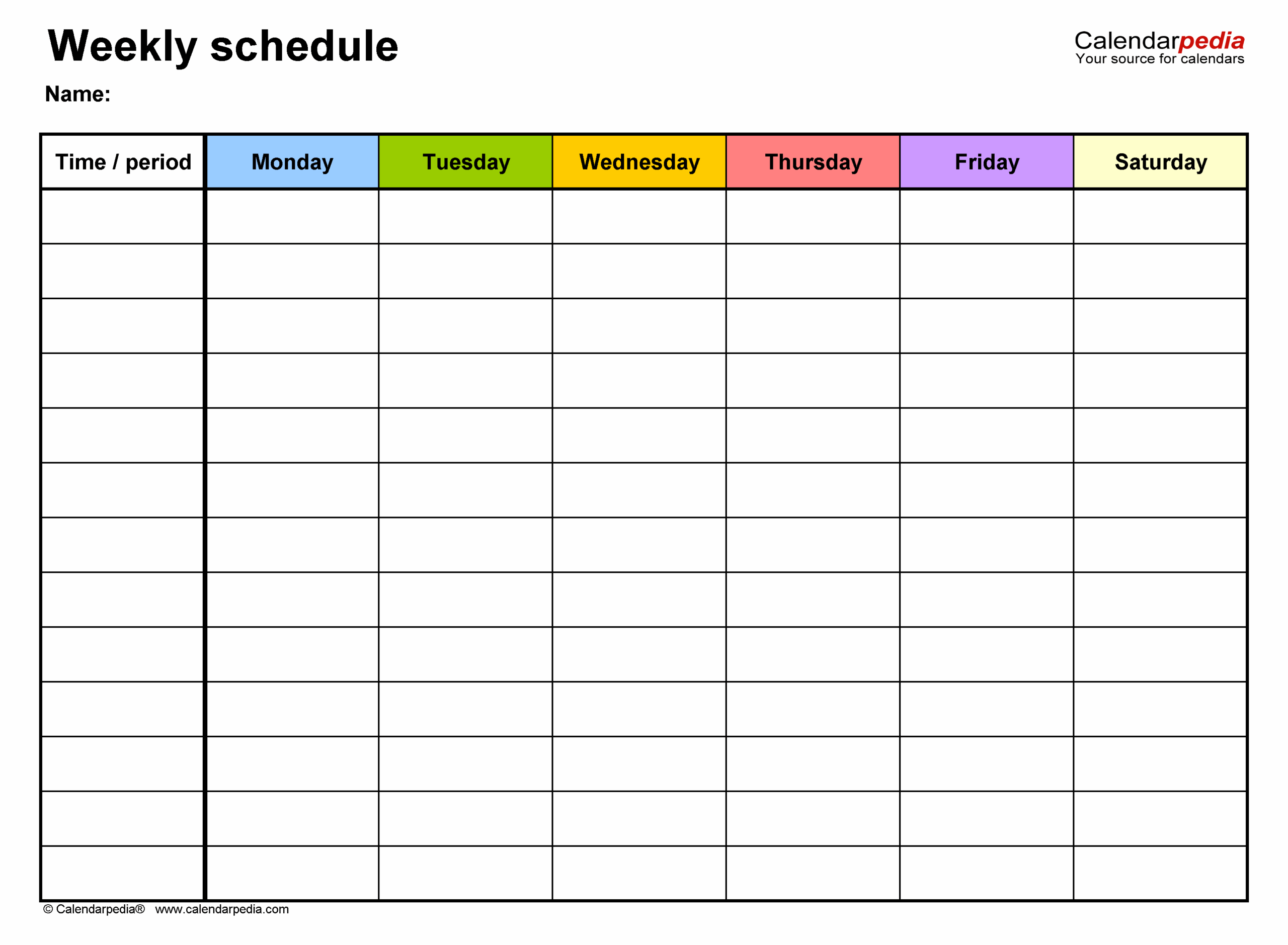 excel week schedule template