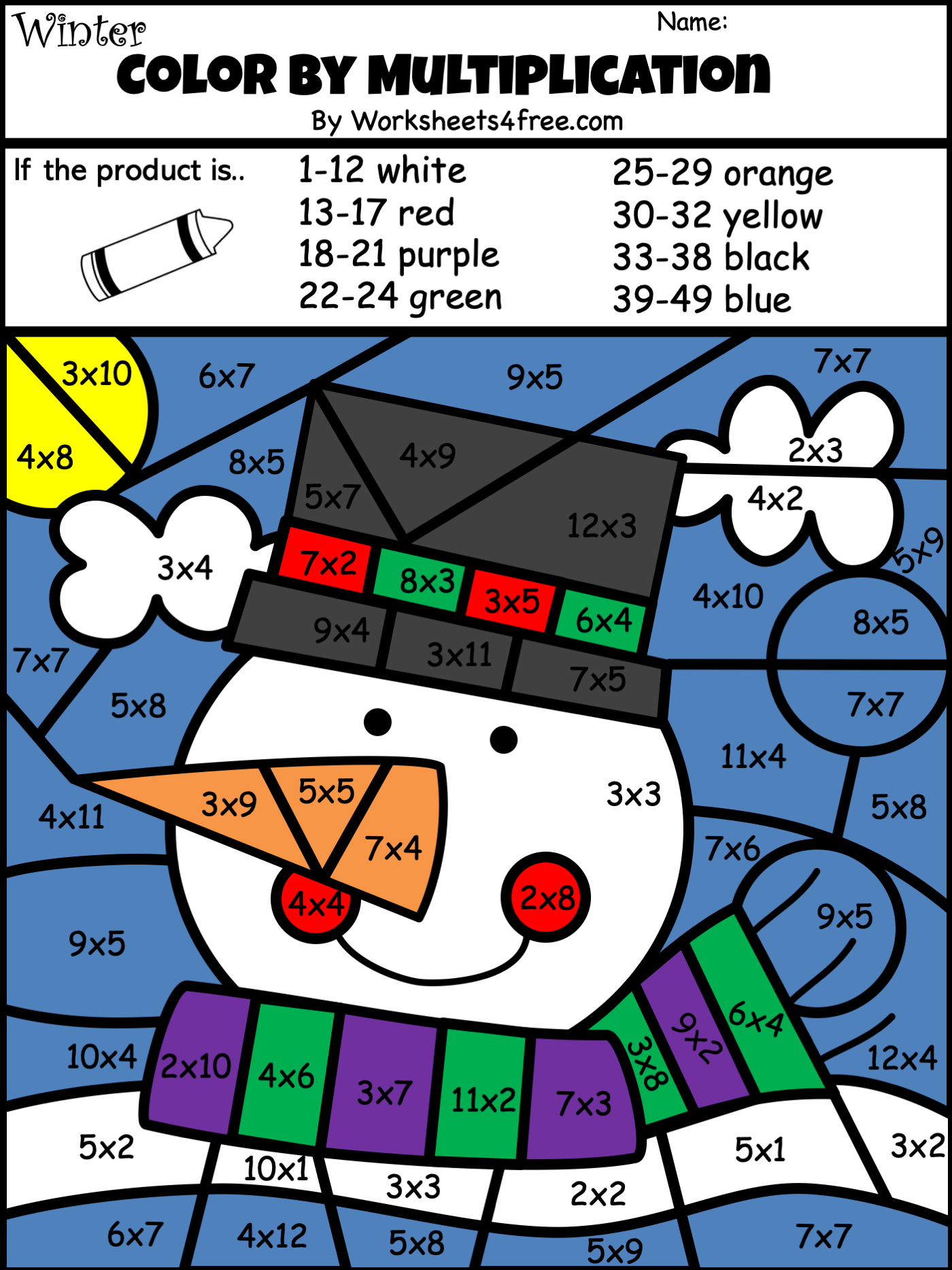 color by multiplication worksheet