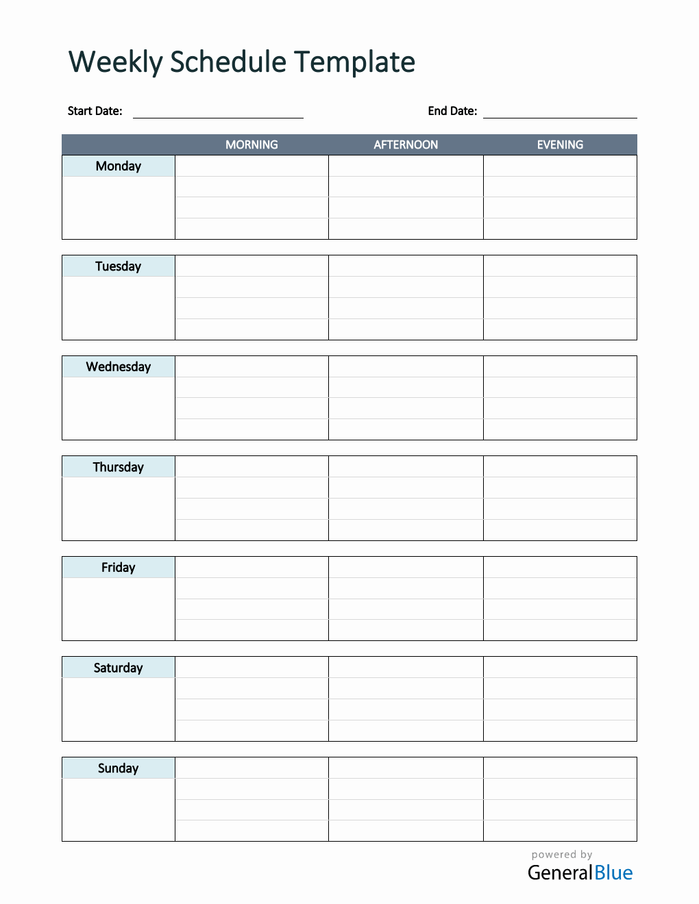 blank weekly schedule template word