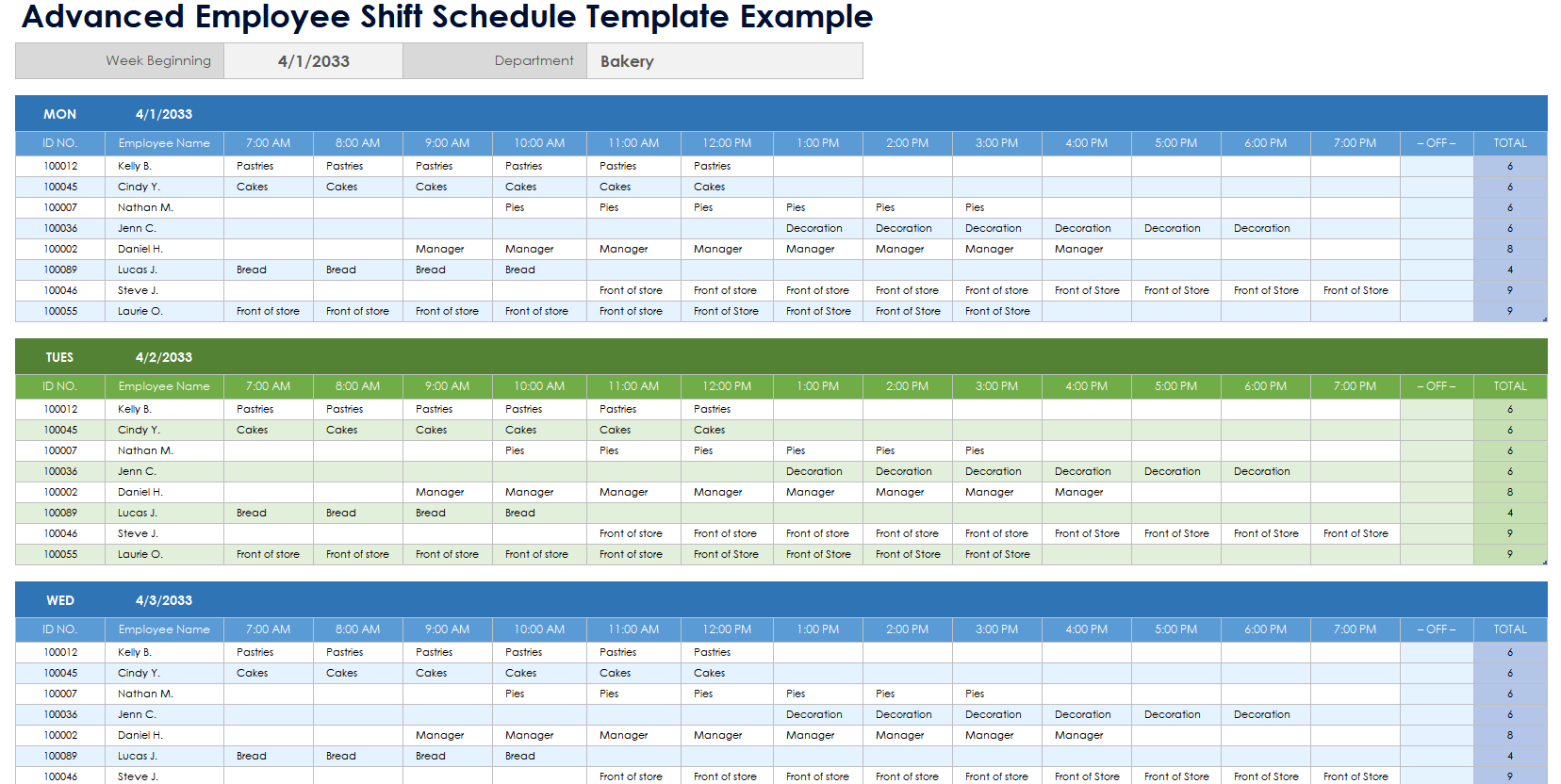 excel template employee shift schedule