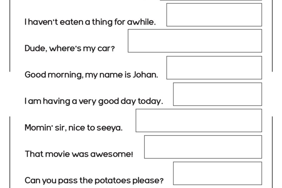 Free Worksheet For 6th Graders Language Arts Download Free