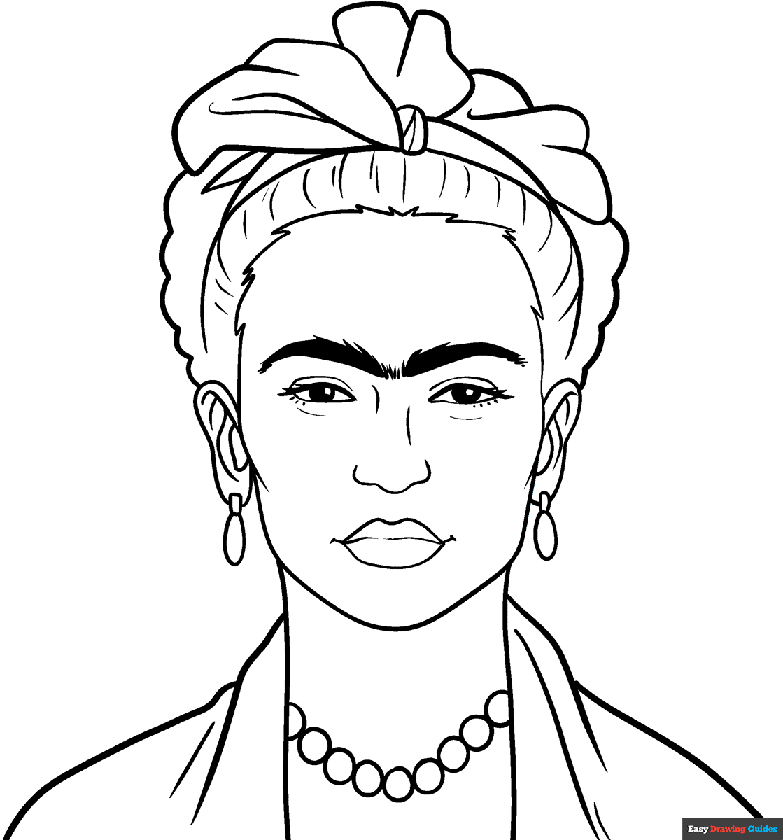 Frida Kahlo Coloring Page Easy Drawing Guides