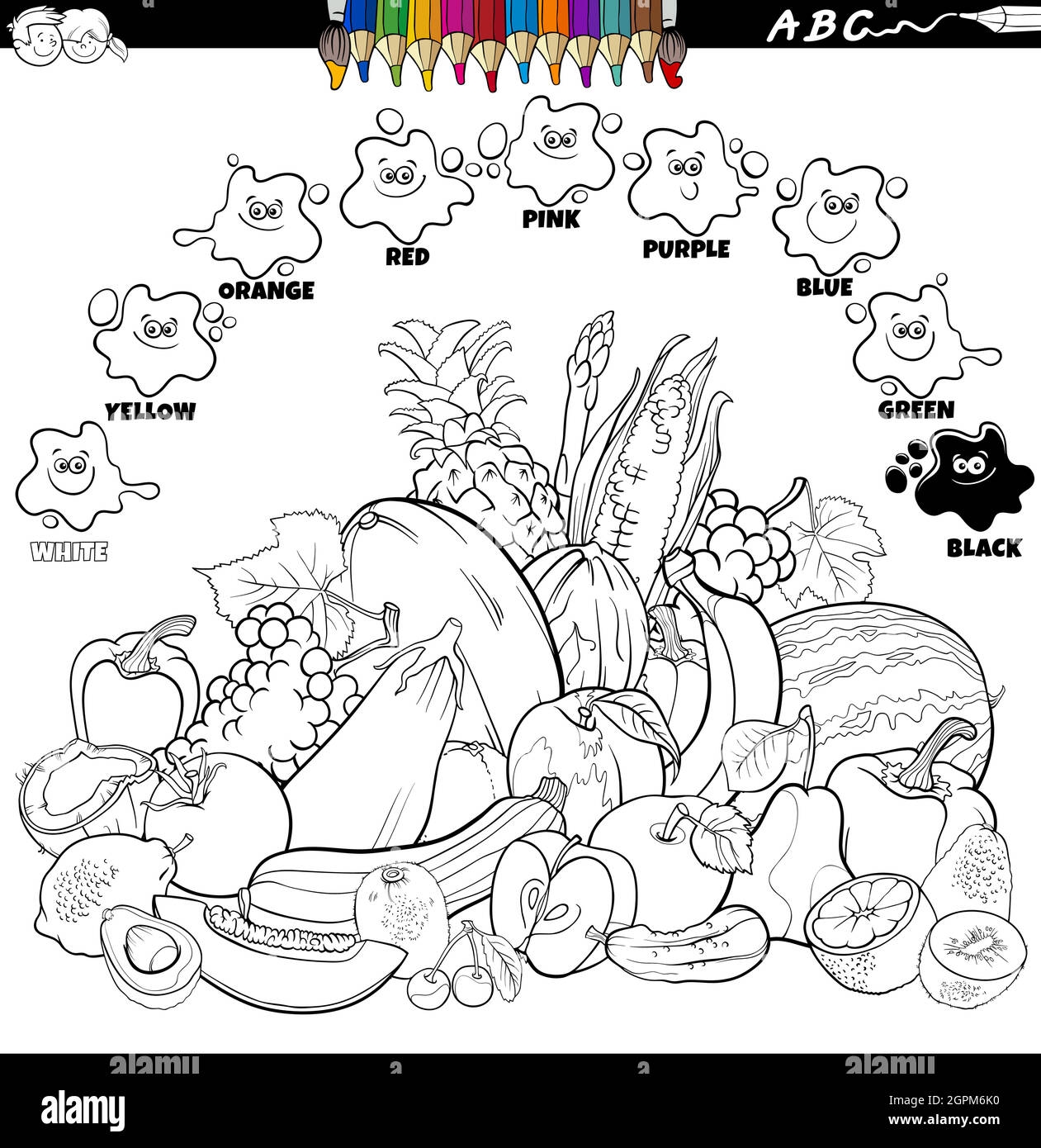 fruit and veggie coloring pages
