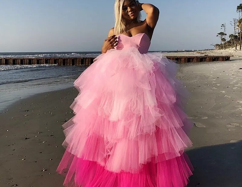 Fuchsia Puffy Tulle Pink Gown For Party With Lush Tiered Ruffles For Black Girls Long Plus Size Prom U0026 Homecoming Gown From Click me 140 11 DHgate Com