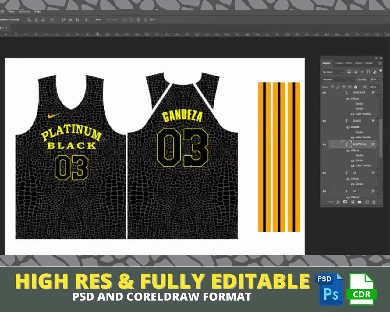 Full Sublimation Editable Basketball Jersey Template Coreldraw And Photoshop Format Easy Customize FREE Pattern PSD Jersey Mockup