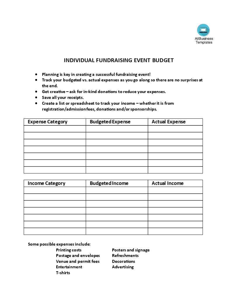Fundraising Event Budget Templates At Allbusinesstemplates