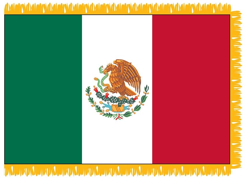FWI 215 4X6MEXICO Mexico 4 X 6 Indoor Flag With Pole Sleeve And