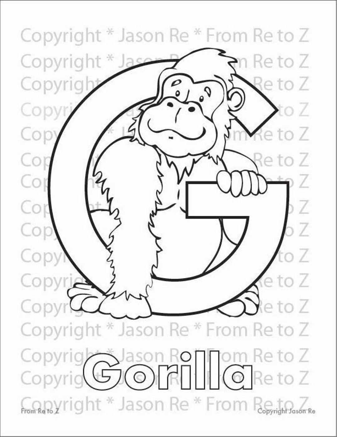 G Is For Gorilla Abcs Coloring Page Alphabet Printable Digital Download Letter G Classrooms And Children Of All Ages Etsy