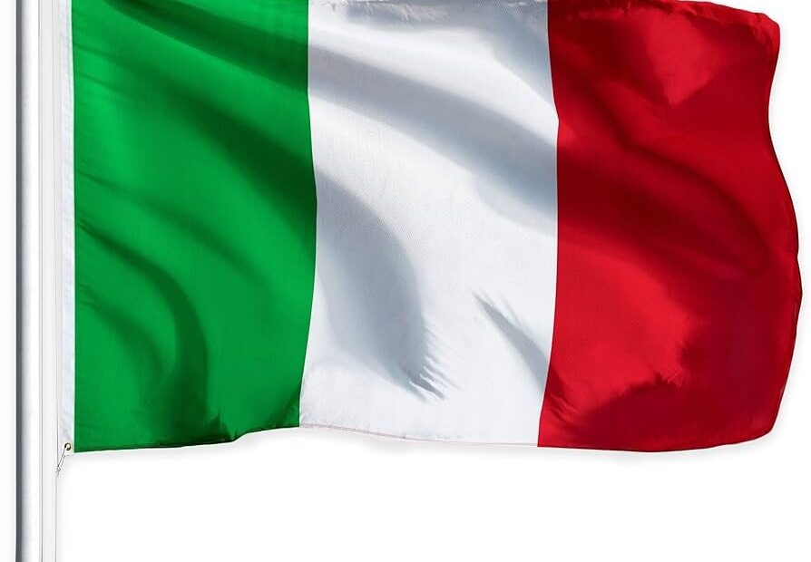 G128 Italy Italian Flag 3x5 Ft LiteWeave Series Printed 100D Polyester Country Flag Vibrant Colors Brass Grommets
