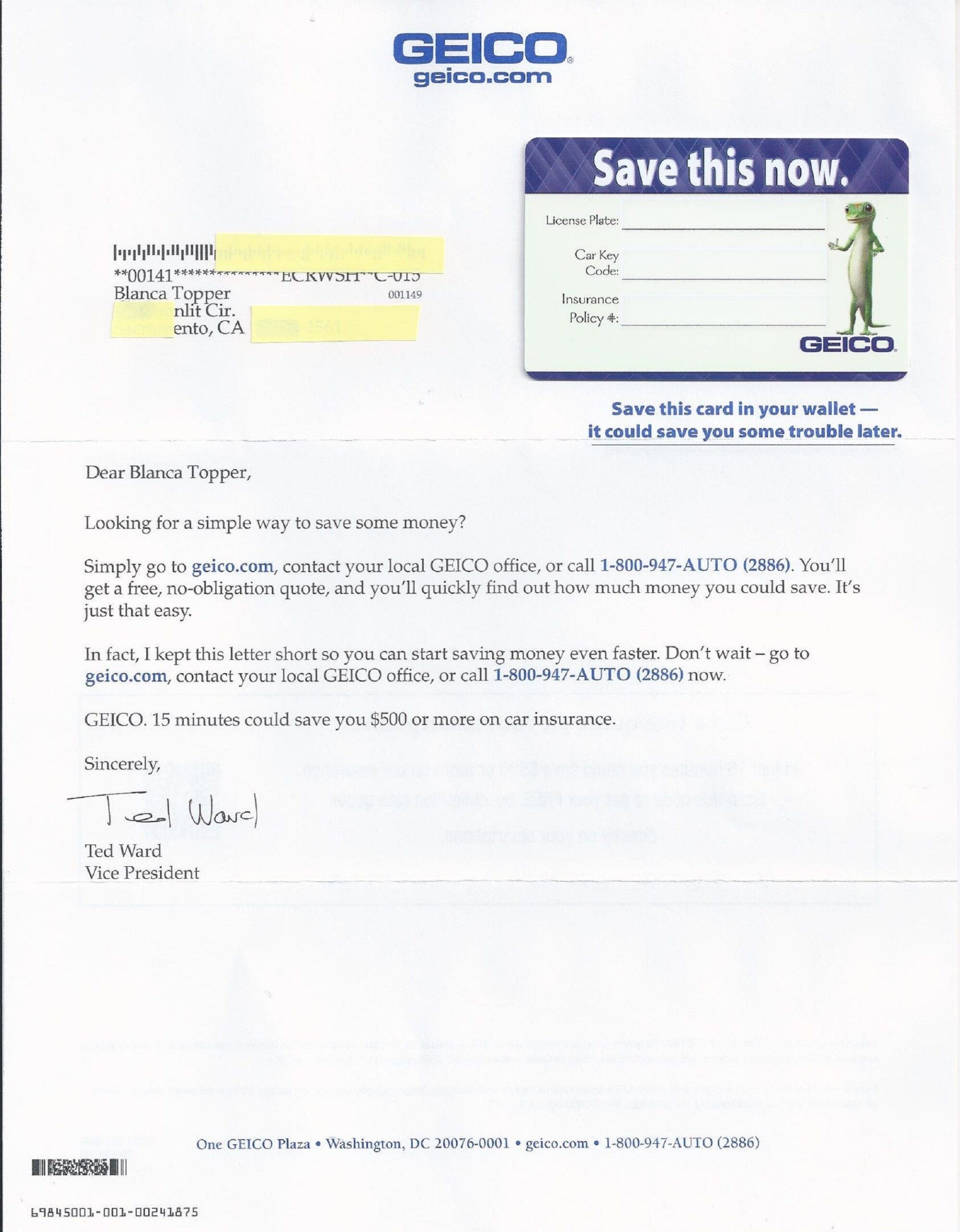 template printable geico insurance card