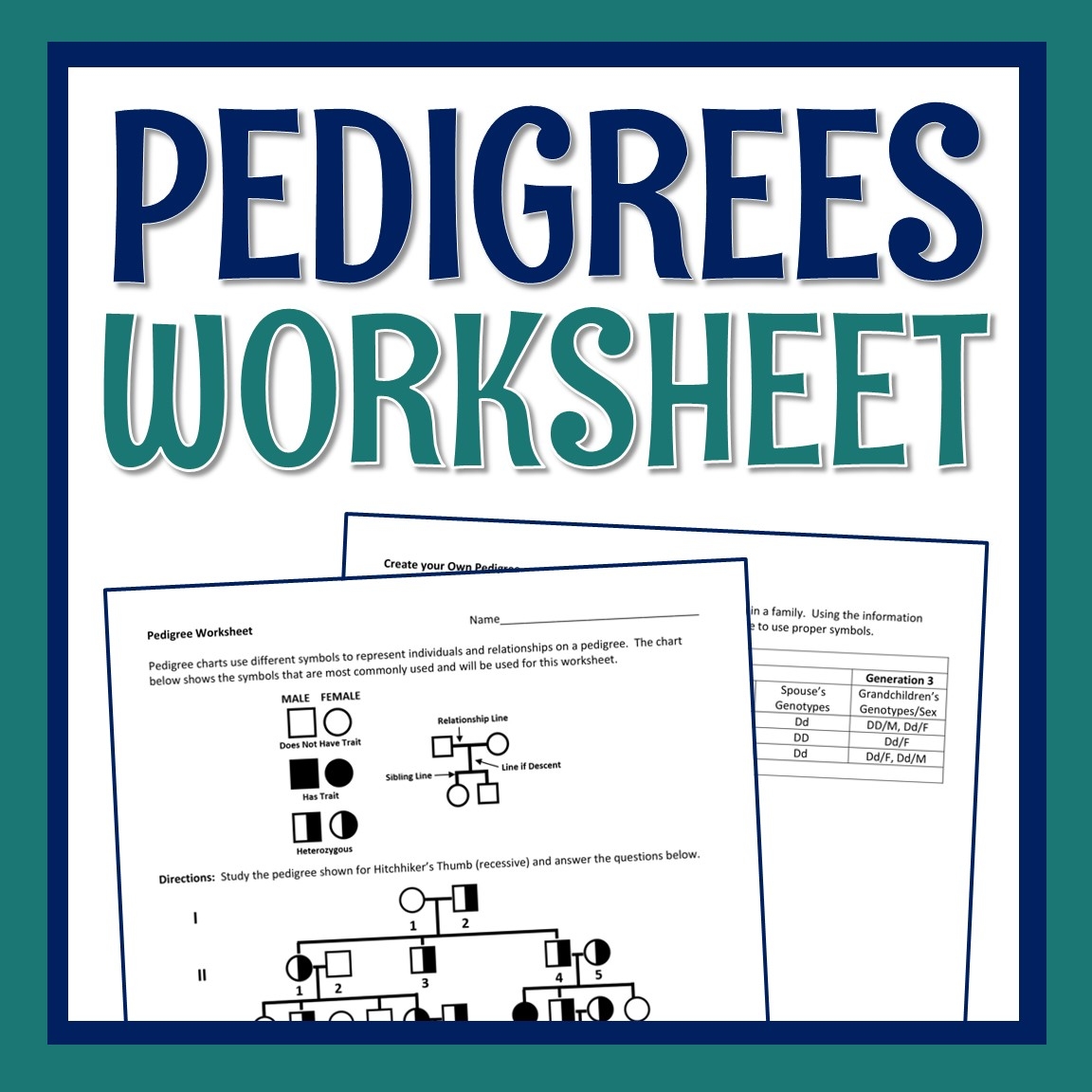 genetics pedigree worksheet