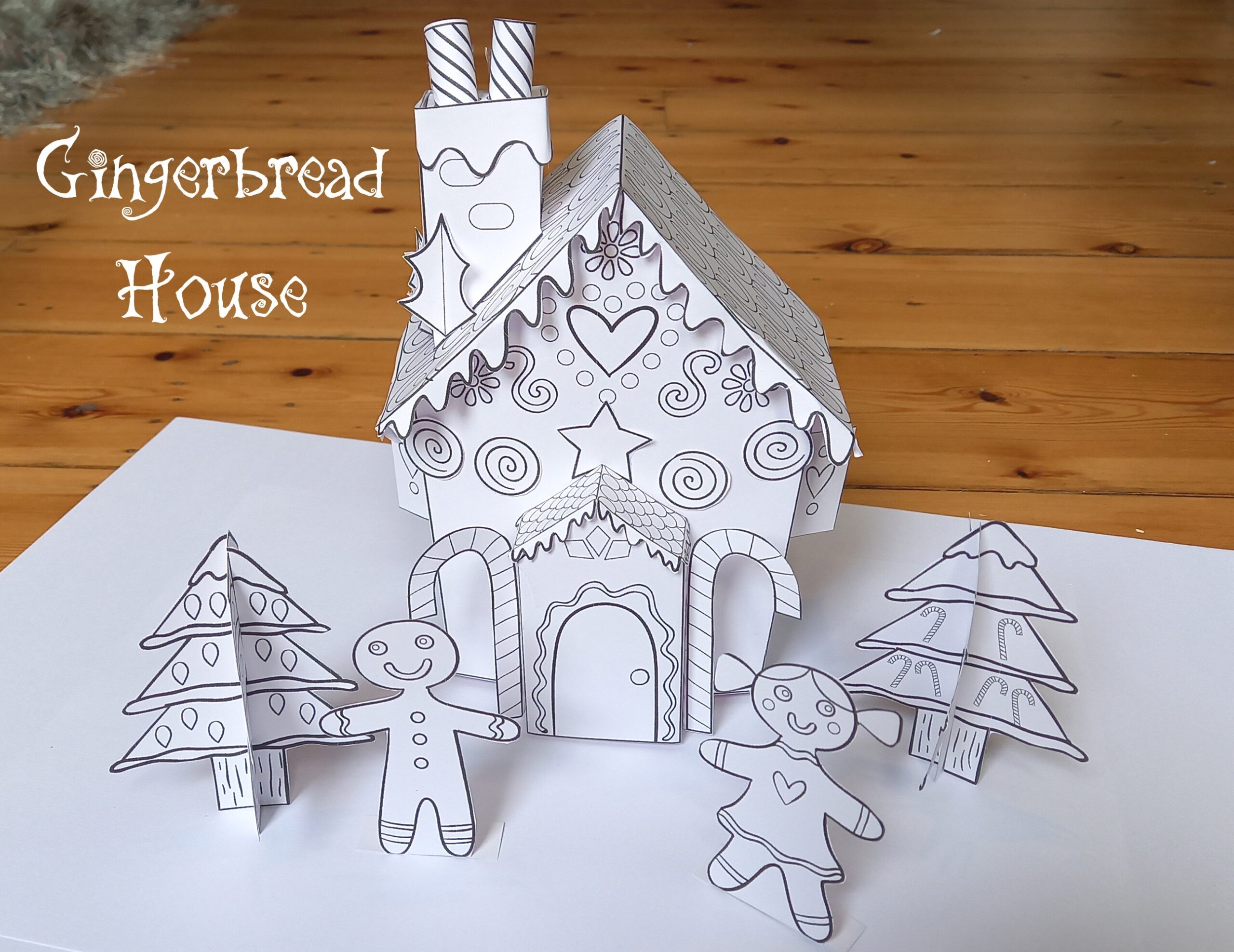 Gingerbread House Printable Paper Craft And Colouring Activity For 