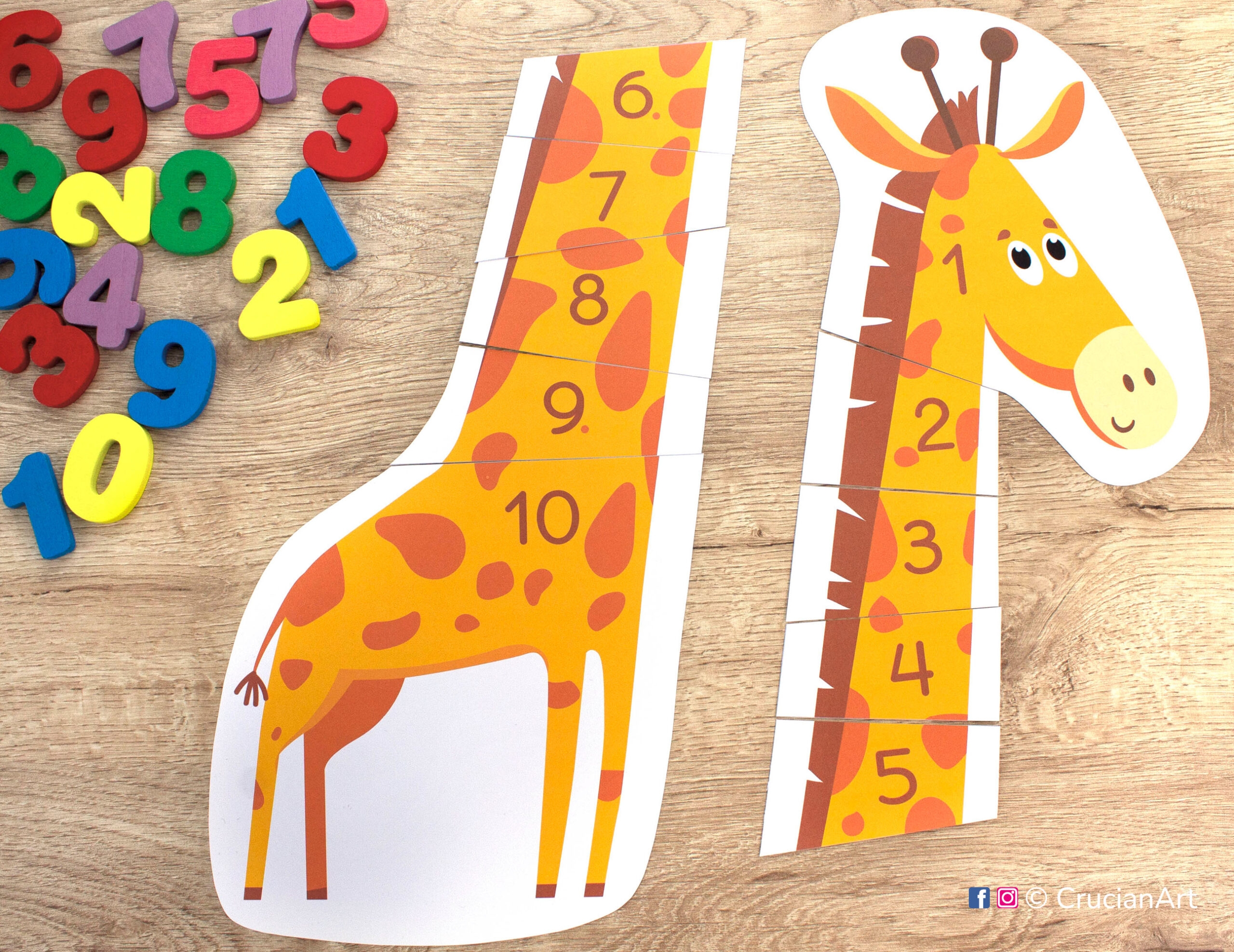 Giraffe Puzzle Number Sequence Activity For Preschoolers Digital Download
