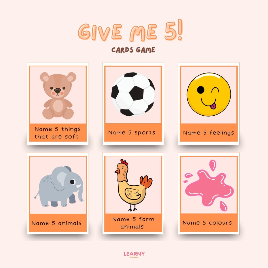Give Me 5 Name 5 Things Game Primary School Game Classroom Games Reception Games Educational Games Etsy Denmark