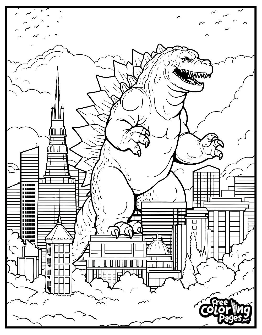 Godzilla Coloring Pages Free Coloring Pages