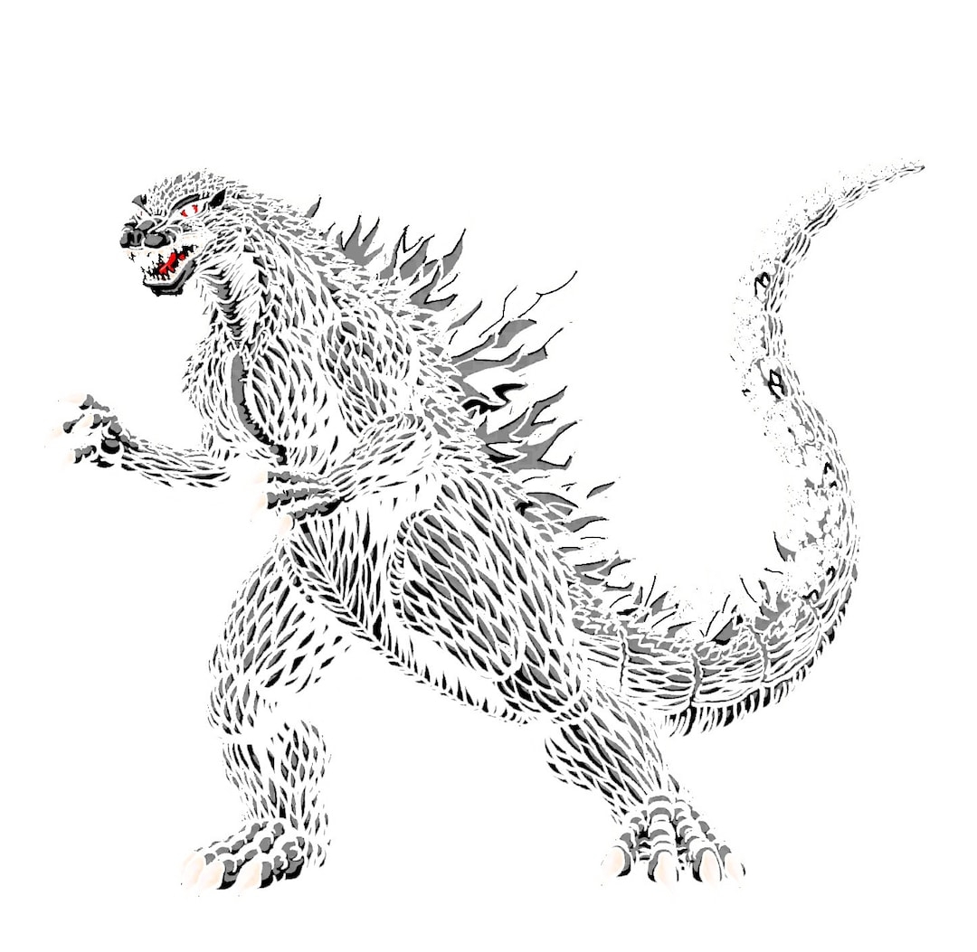 Godzilla Drawing For Coloring 28x27 Inch 12 Pages PDF Great For Your Monster Lover Etsy