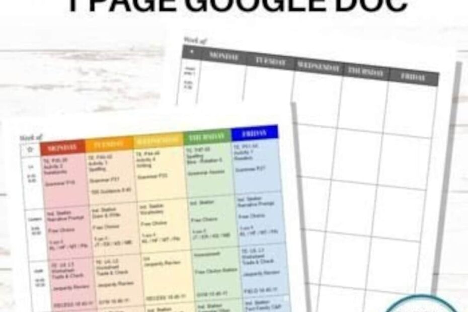 Google Docs Lesson Plan Template EDITABLE Weekly Teacher Planner Digital Lesson Planner One Page Horizontal Layout Etsy