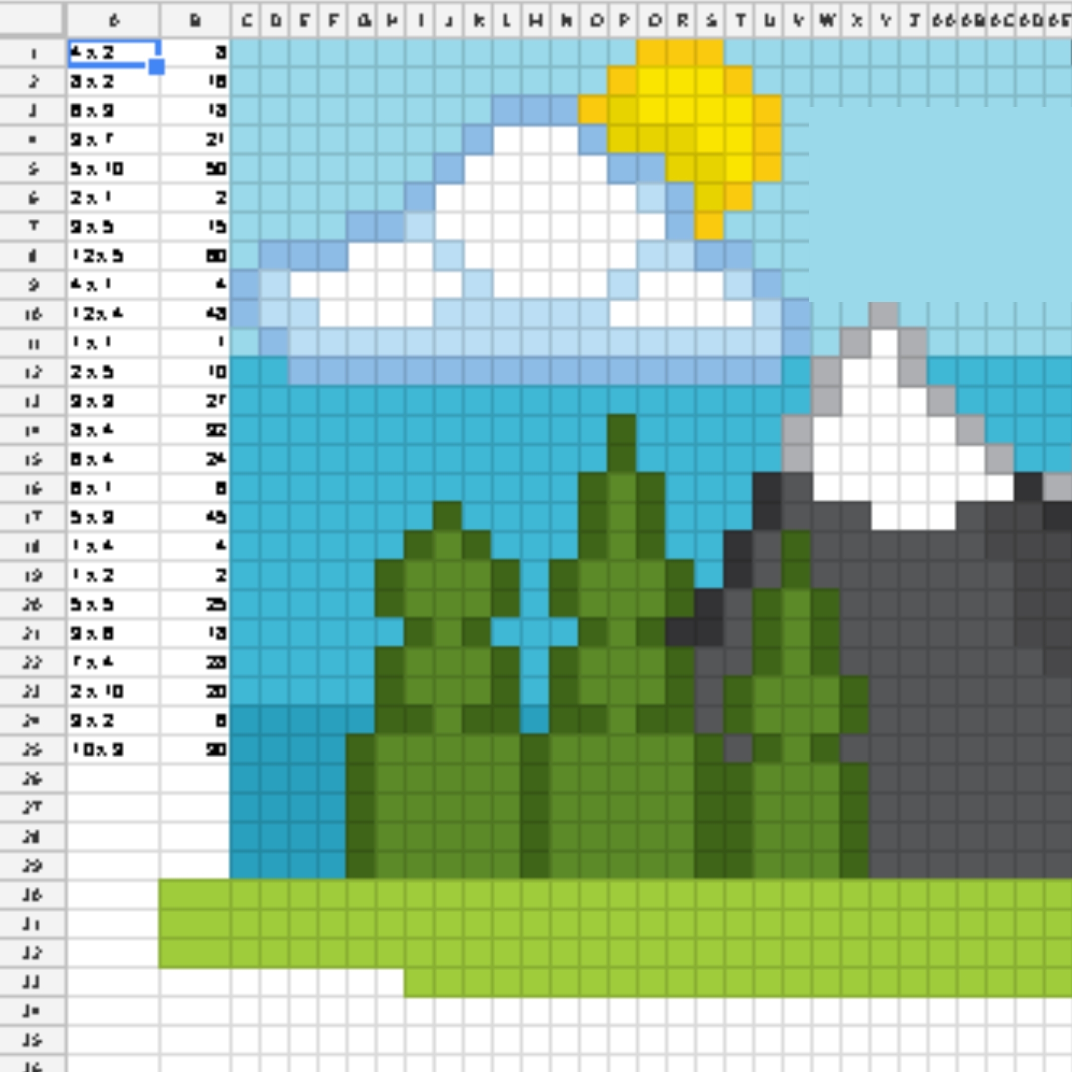 Google Sheets Digital Pixel Art Reveal Erintegration