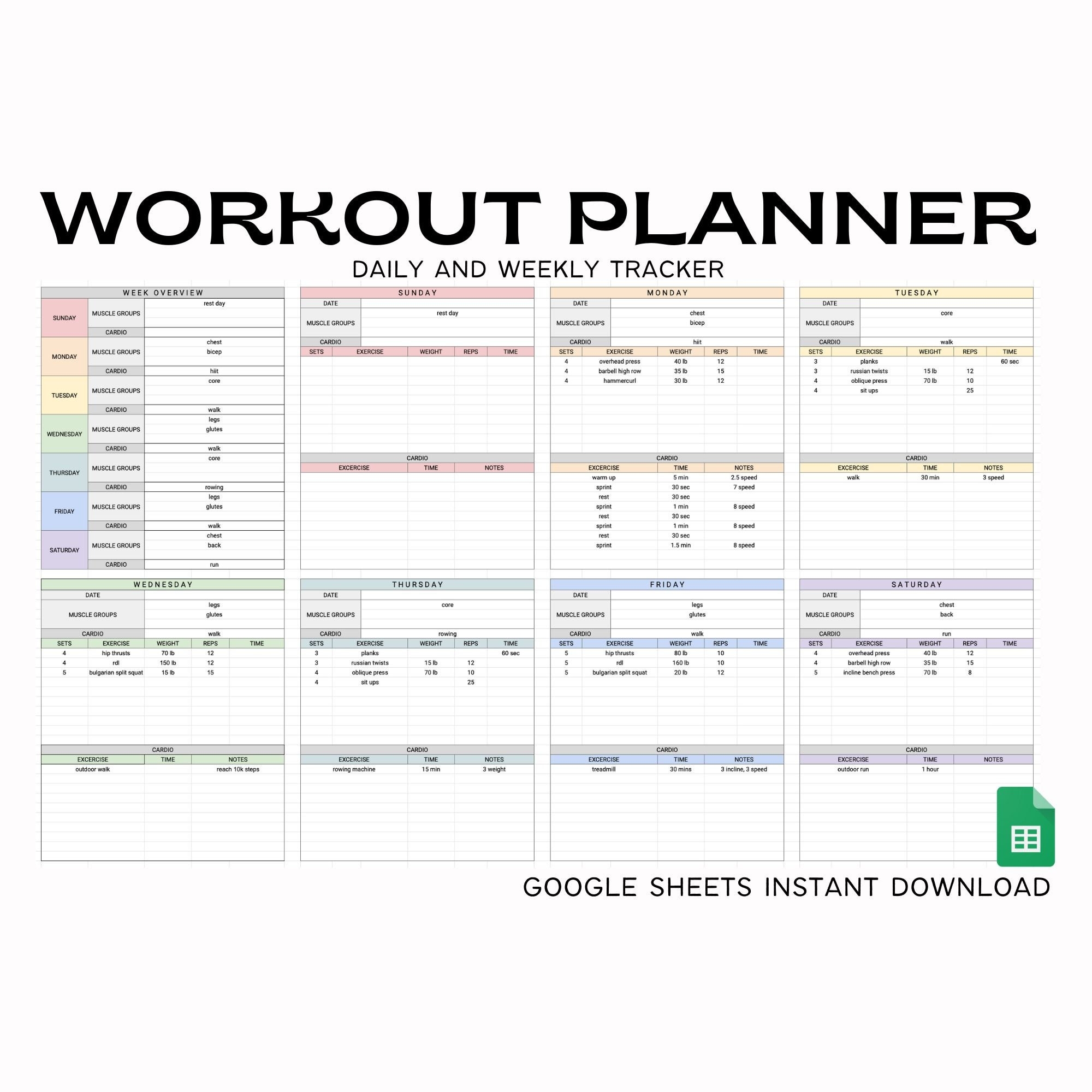 workout plan template google sheets