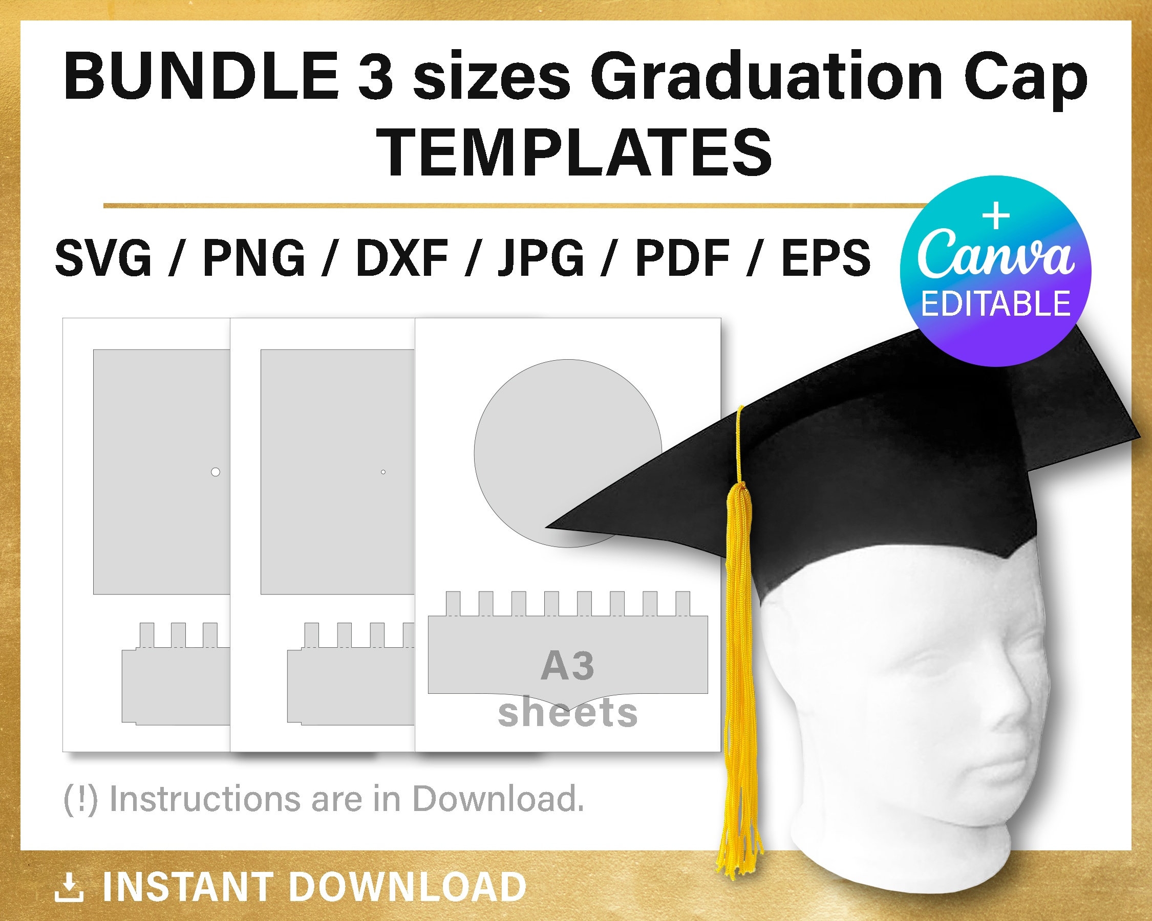 Graduation Cap Template 3D Craft DIY Graduate Hat Svg Png 