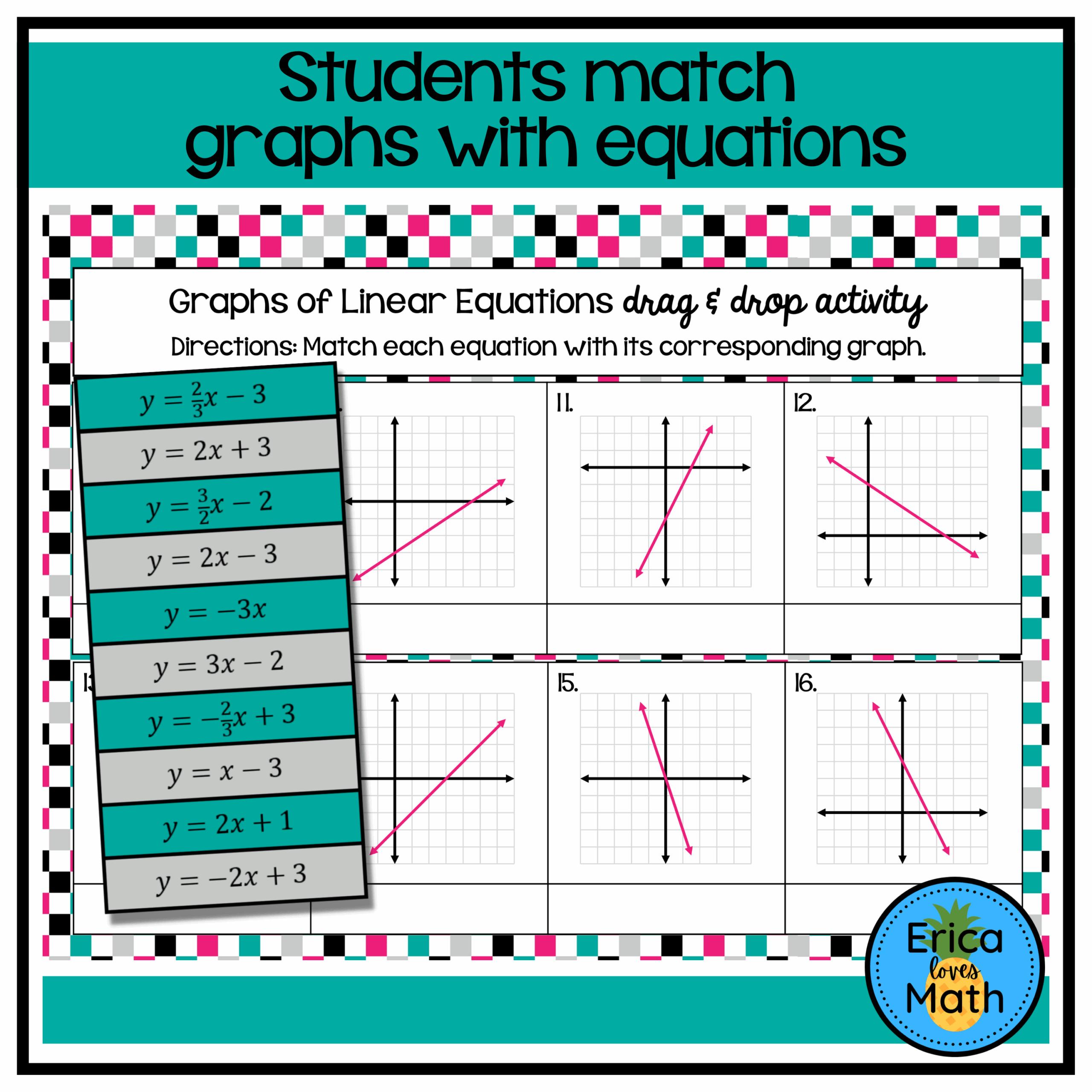 Graphs Of Linear Equations Slope Intercept Form Digital Activity Drag U0026 Drop Classful