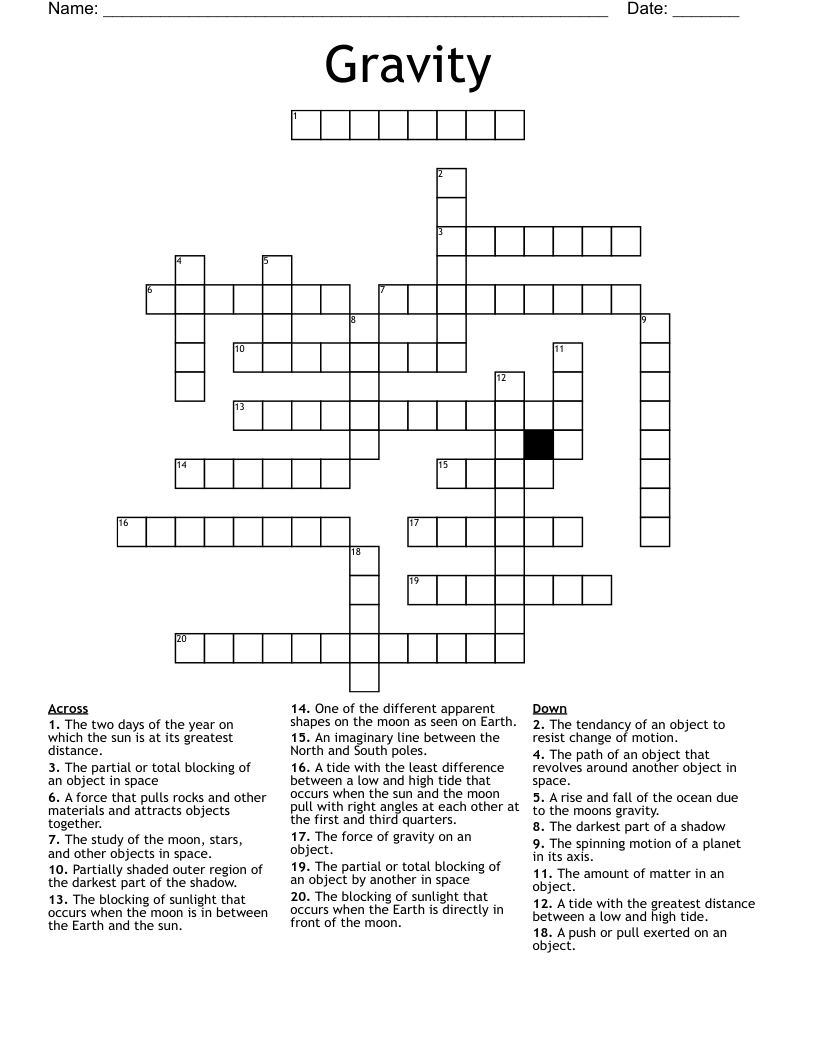 Gravity Crossword WordMint