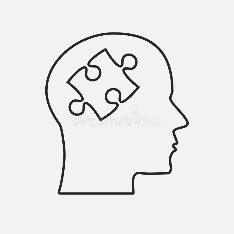 Grey Puzzle Piece Head Vector Jigsaw Brain Stock Vector 