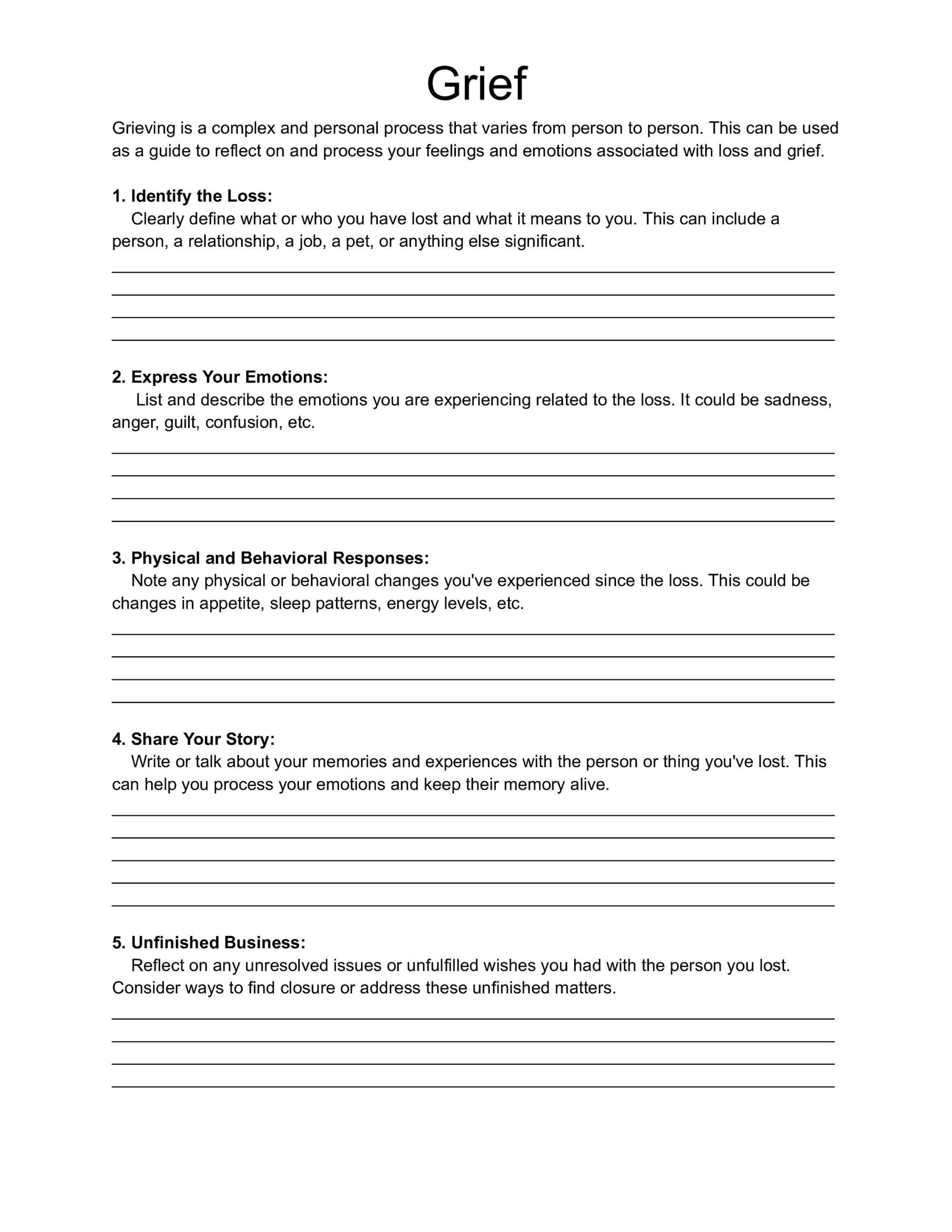 Grief Worksheet Mental Health Worksheet Grief Therapy Worksheet Counseling Tool Mental Health Check In Etsy UK