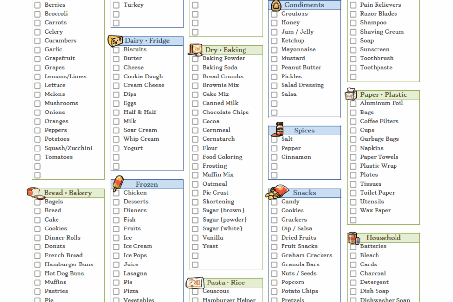 Grocery List And Shopping List Templates