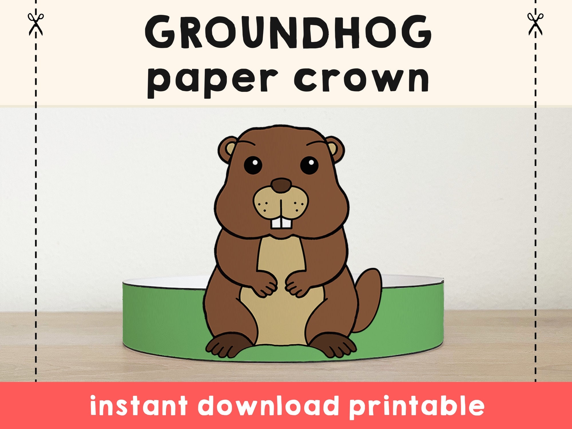 Groundhog Day Paper Crown Party Printable Kids Craft Spring Costume Printable Favor DIY Instant Download Etsy