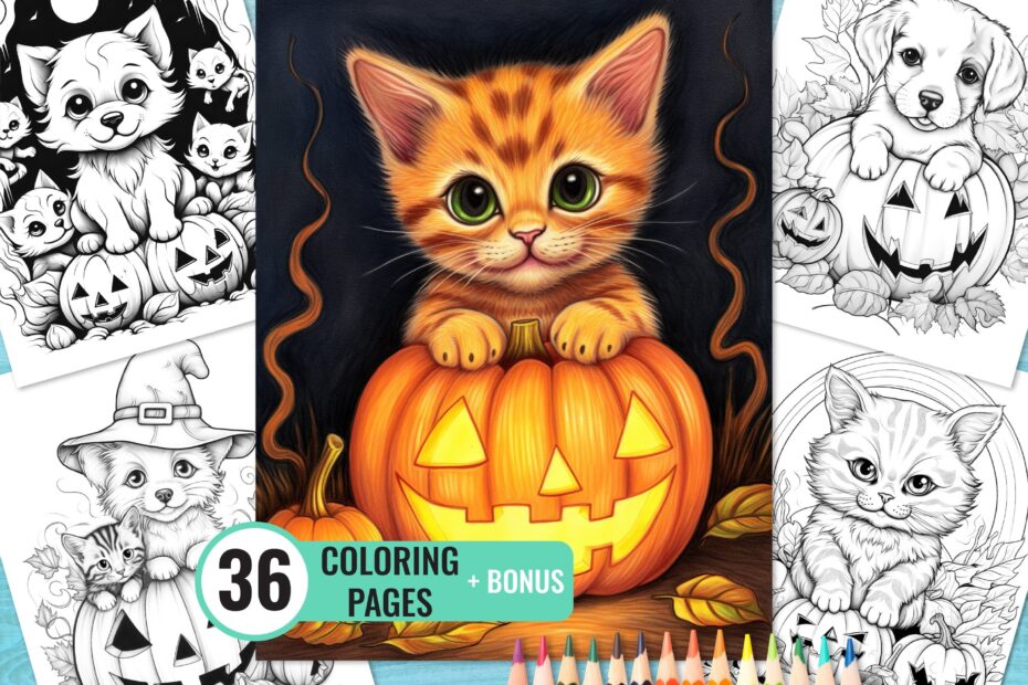 Halloween Animals Coloring Book 36 Printable Coloring Pages For