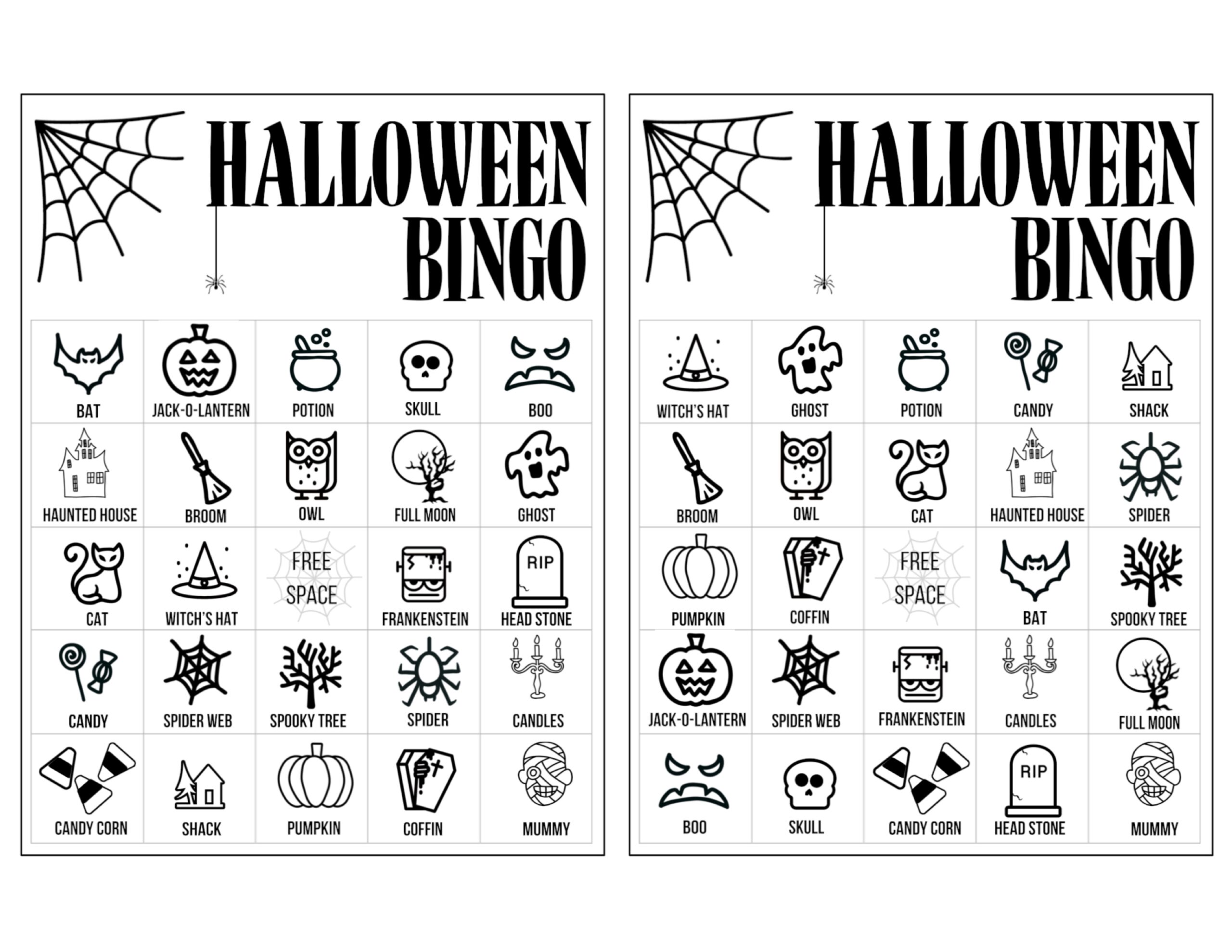 Halloween Bingo Printable Game Cards Template Paper Trail Design Worksheets Library