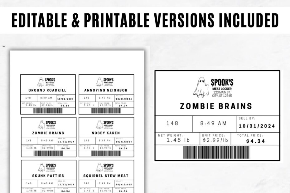 Halloween Meat Label Template Editable Halloween Treat Sticker Fake Meat Label Printable Meat Sticker Etsy UK