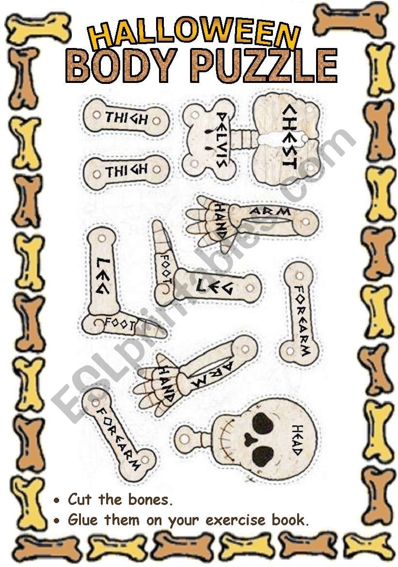 Halloween Skeleton Puzzle ESL Worksheet By Laretta 77