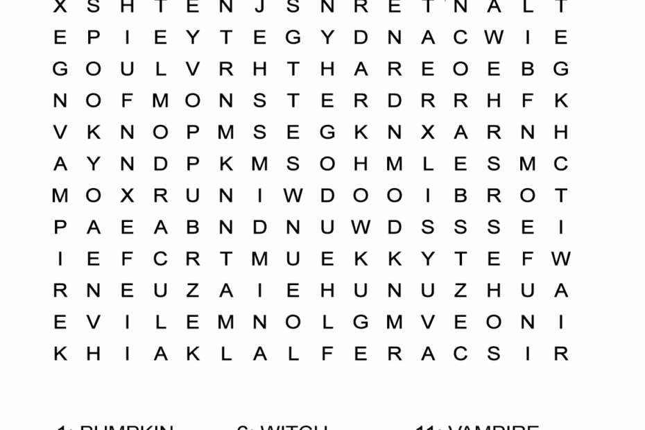 Halloween Word Search Puzzle ALL ESL