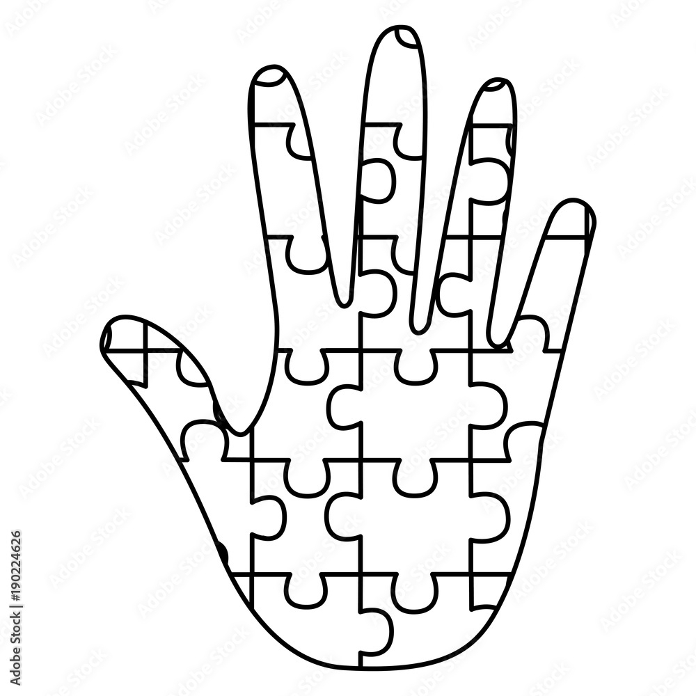 Hand Made Puzzle Pieces For Autism Awareness Care Vector 