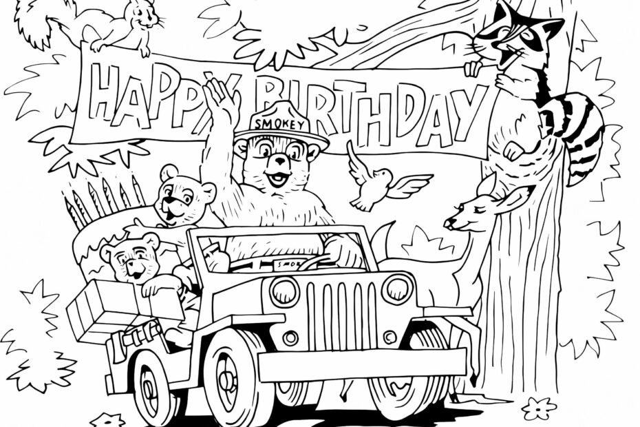 Happy Birthday Smokey Bear 1 Coloring Page