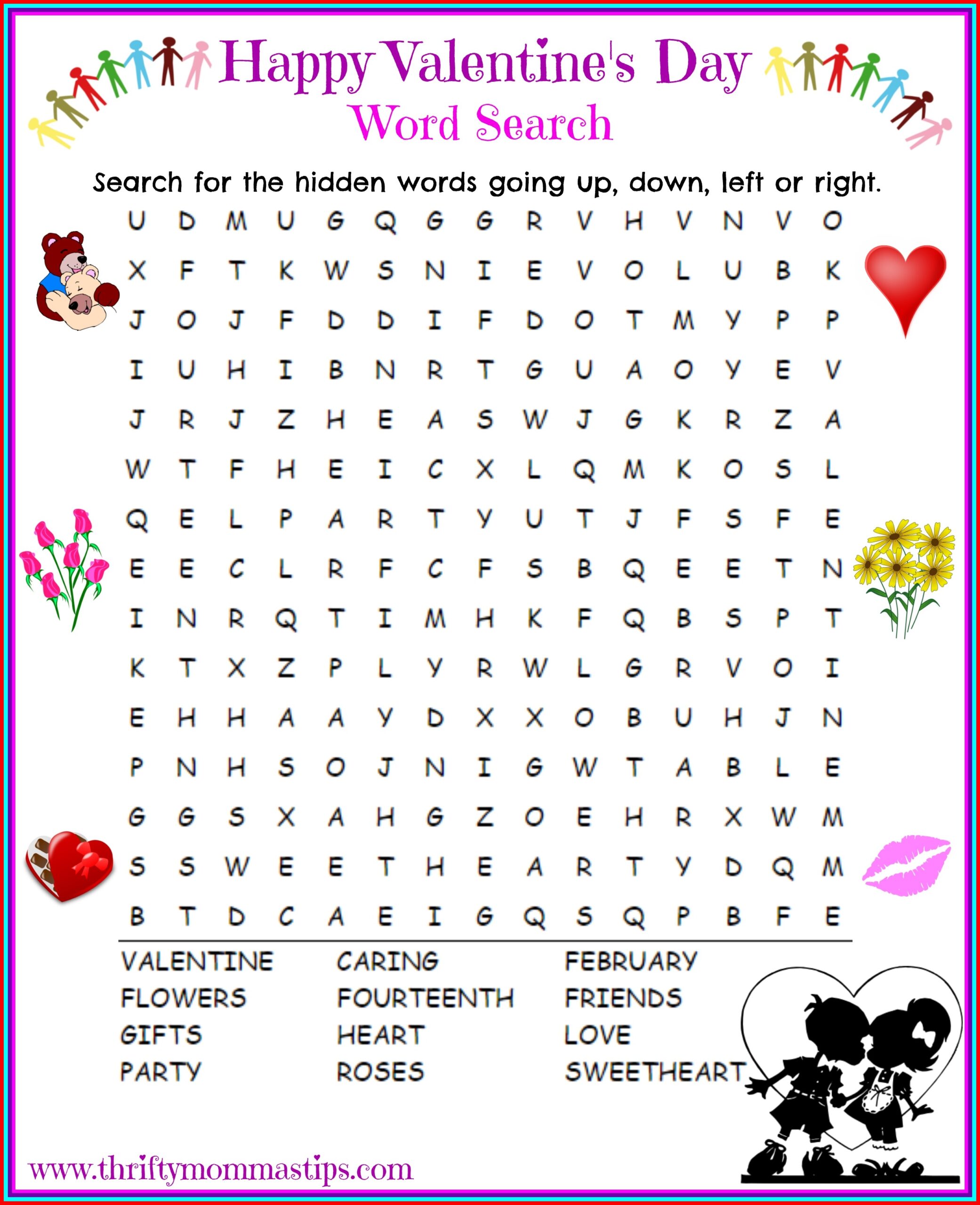 valentine template printable word puzzles