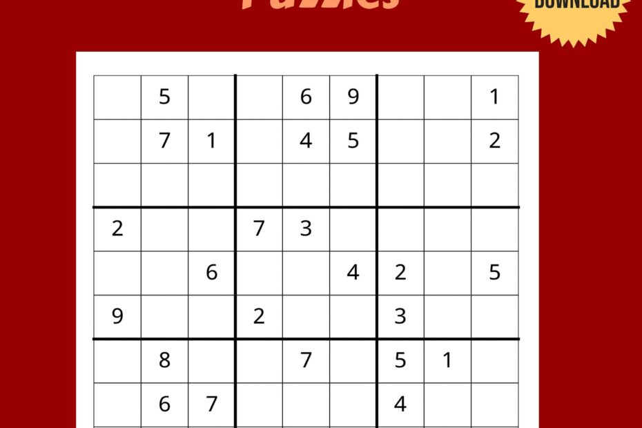 Hard Sudoku Puzzles Printable 200 Printable Puzzles Instant Download