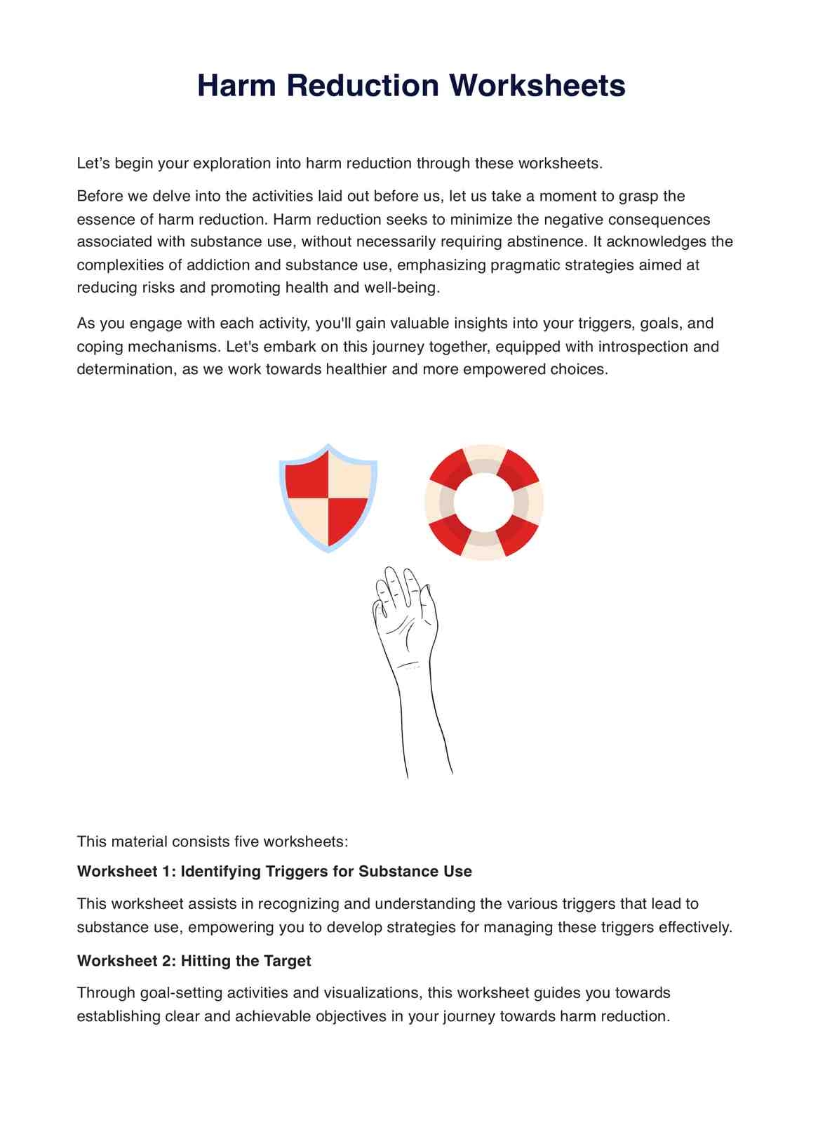 Harm Reduction Worksheets PDF U0026 Example Free PDF Download