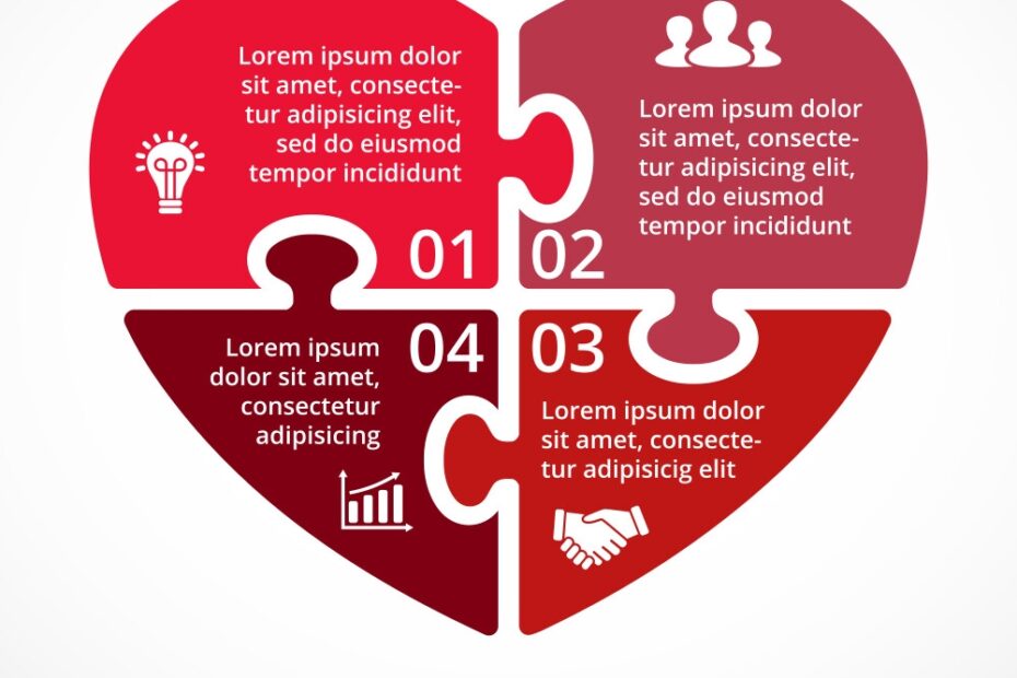 Heart Circle Puzzle Infographic Template Vector Image