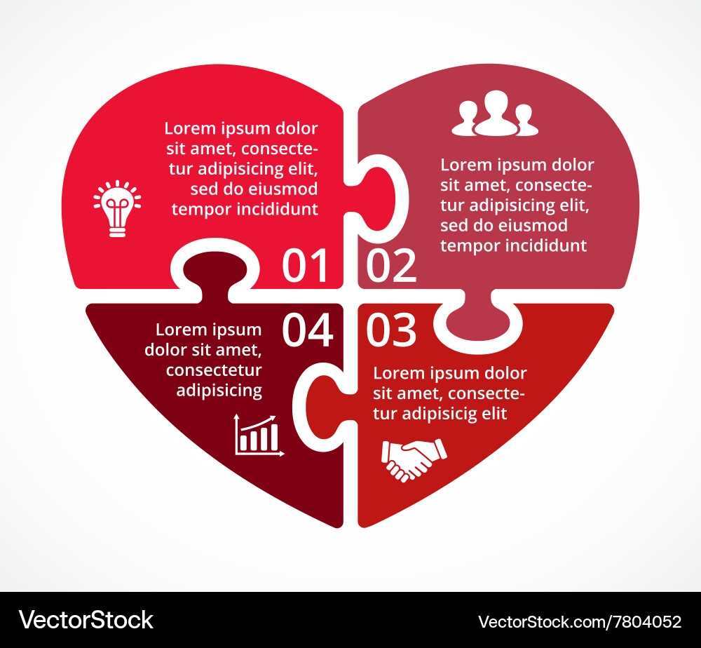 Heart Circle Puzzle Infographic Template Vector Image