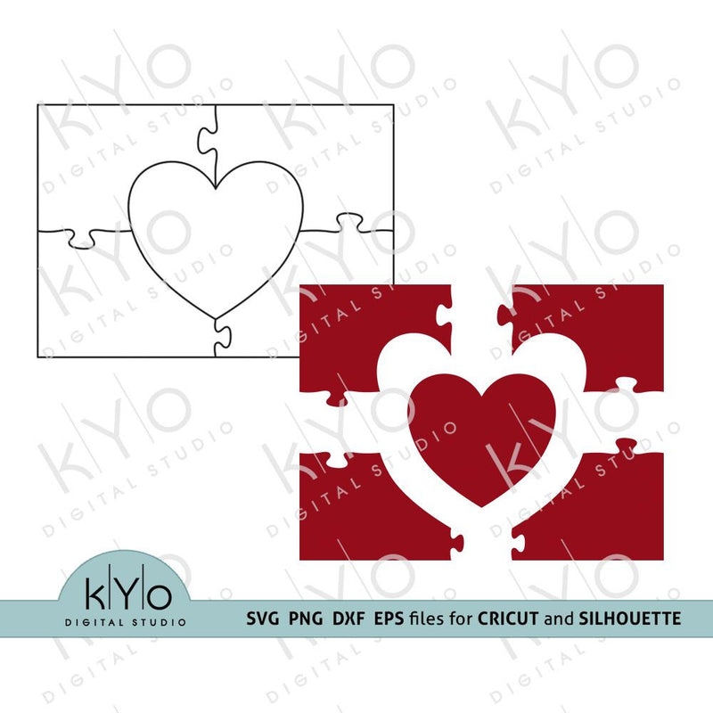 Heart In Rectangle Puzzle Template Svg Ai Eps Dxf Files
