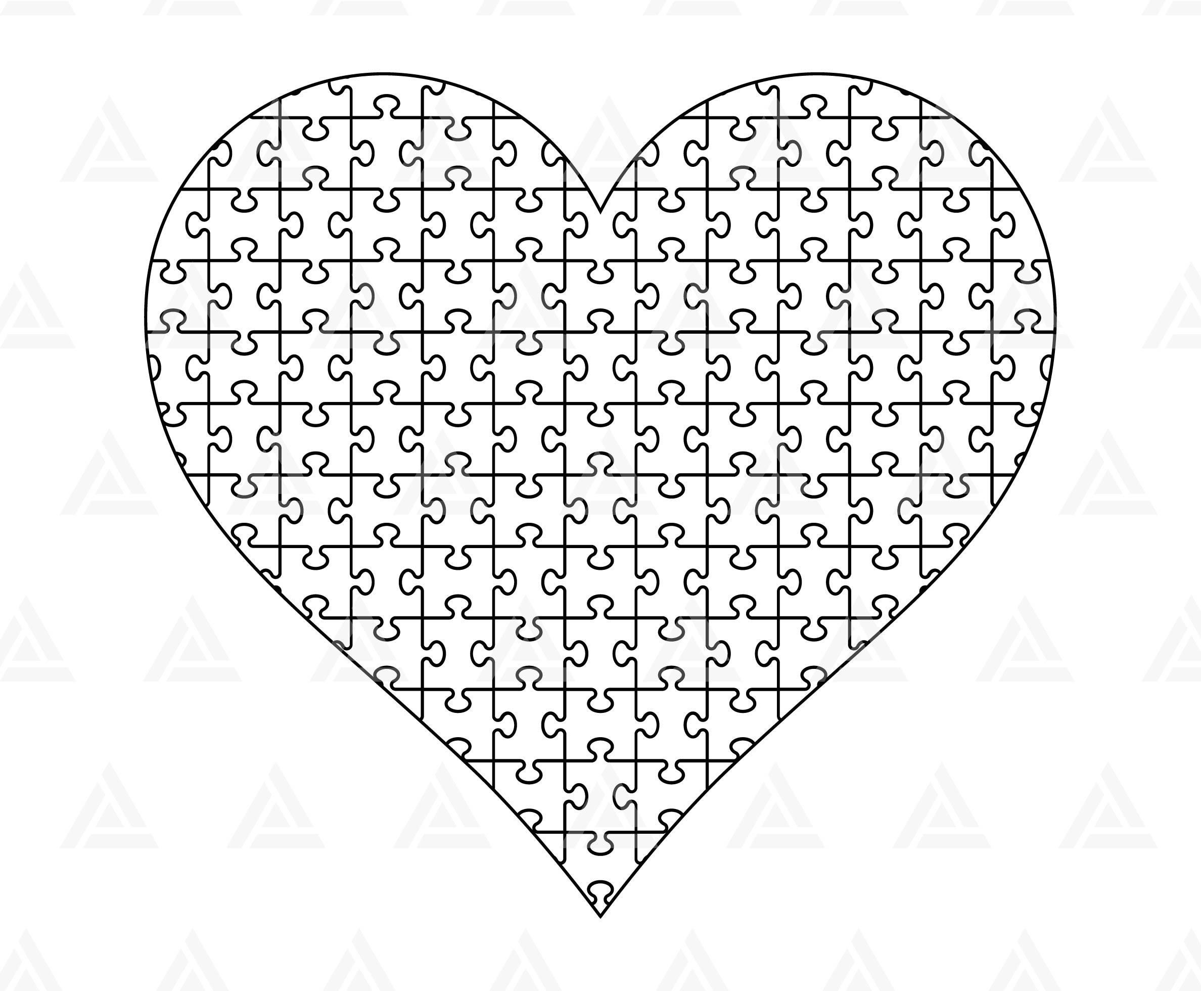 Heart Jigsaw Puzzle Svg Puzzle Pattern Svg Autism Awareness Day Puzzle Pieces Svg Cut File Cricut Png Pdf Eps Vector Sticker Decal 